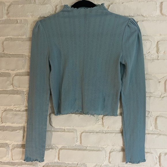 Forever 21 Tops - Ruffled Mock Neck Long Sleeve Crop Top